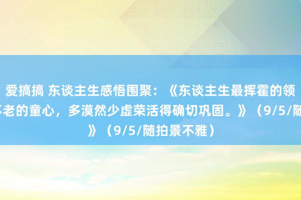爱搞搞 东谈主生感悟围聚：《东谈主生最挥霍的领有是一颗不老的童心，多漠然少虚荣活得确切巩固。》（9/5/随拍景不雅）