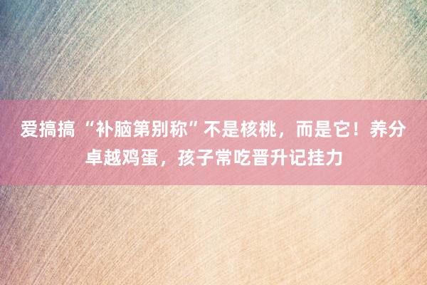 爱搞搞 “补脑第别称”不是核桃，而是它！养分卓越鸡蛋，孩子常吃晋升记挂力