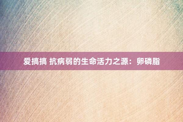 爱搞搞 抗病弱的生命活力之源：卵磷脂