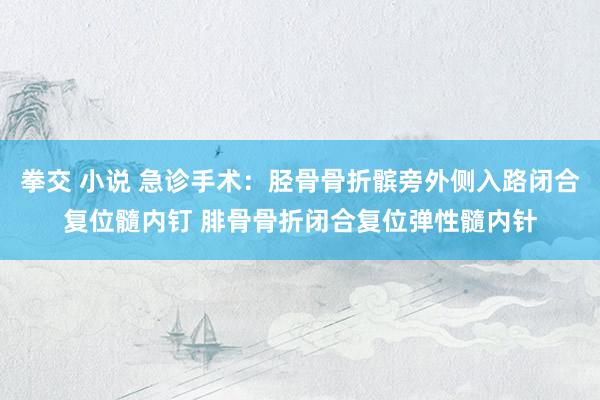 拳交 小说 急诊手术：胫骨骨折髌旁外侧入路闭合复位髓内钉 腓骨骨折闭合复位弹性髓内针